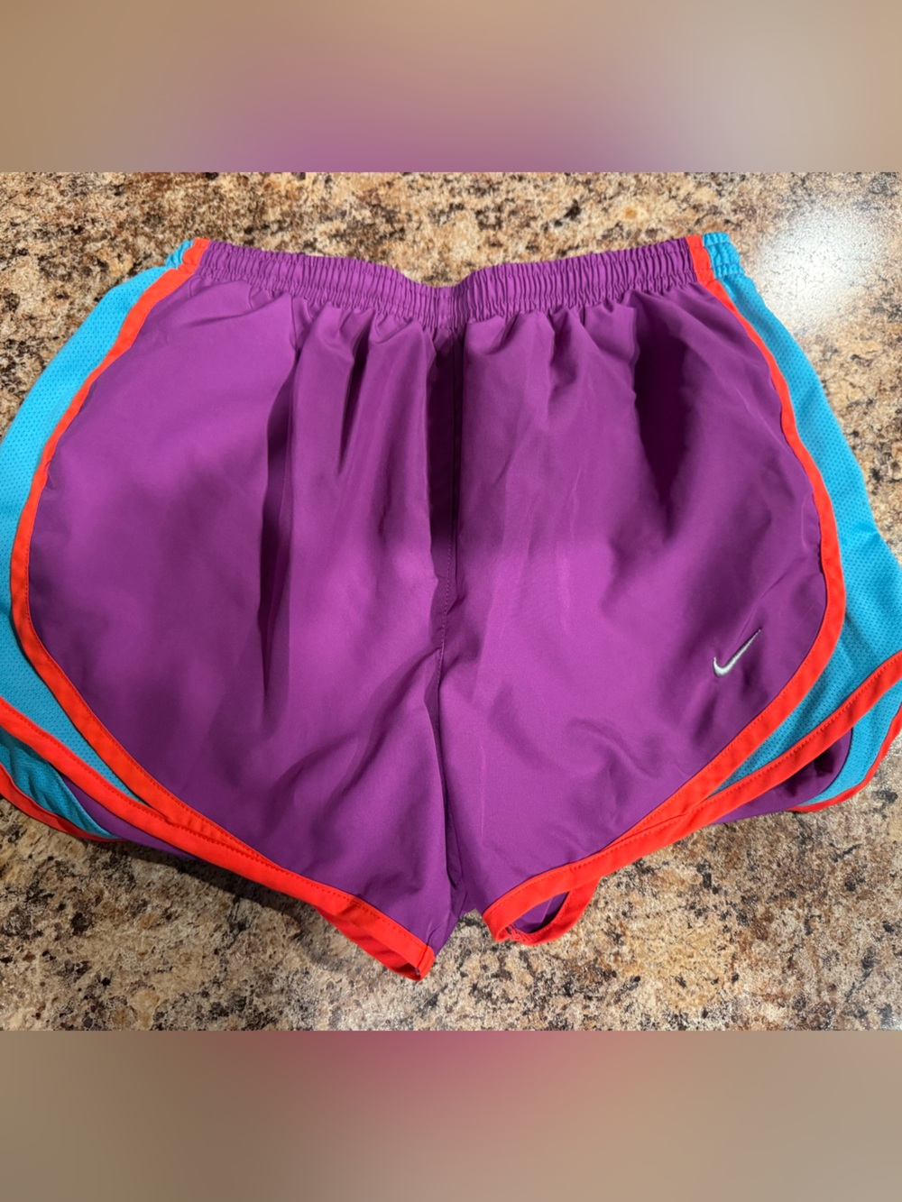 Nike Purple Women's Running Shorts with Red & Teal Trim